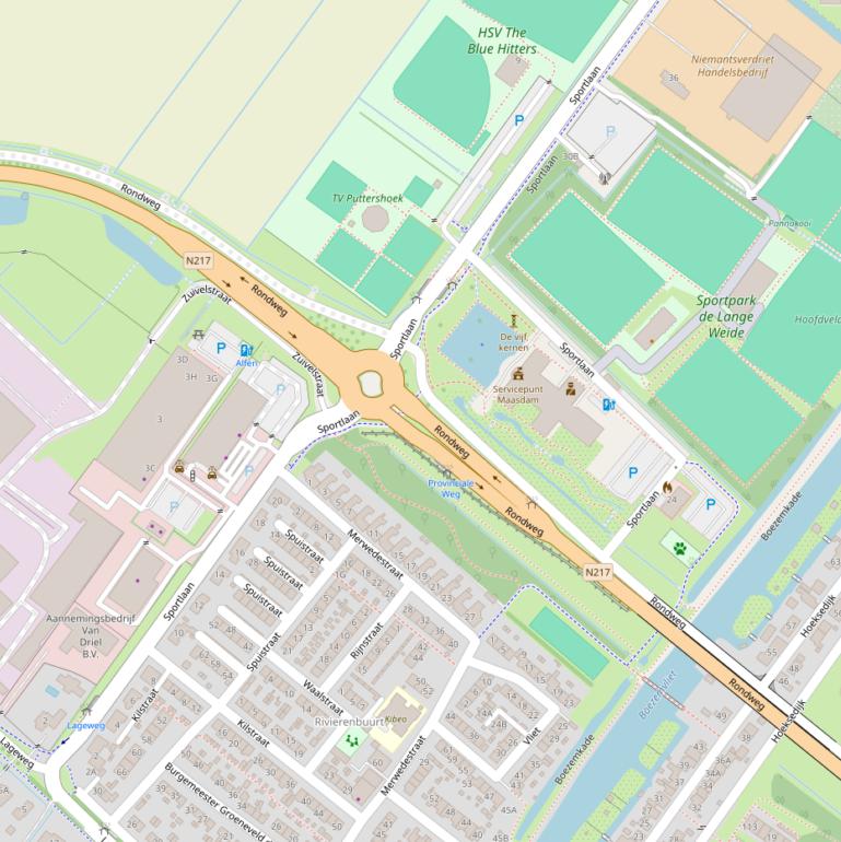 Kaart van de Sportlaan.