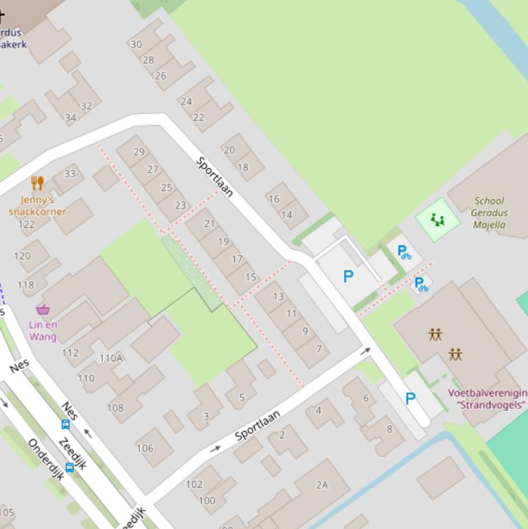 Kaart van de Sportlaan.