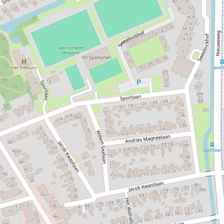 Kaart van de Sportlaan.