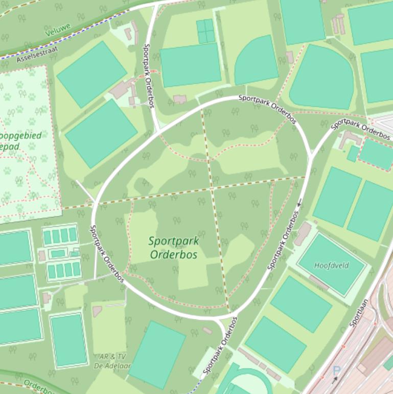 Kaart van het Sportpark Orderbos.