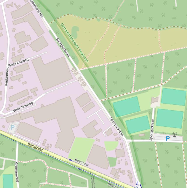 Kaart van de Sportparklaan.