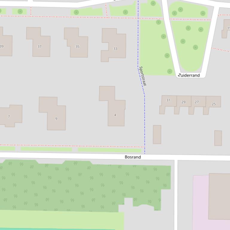 Kaart van de Sportstraat.