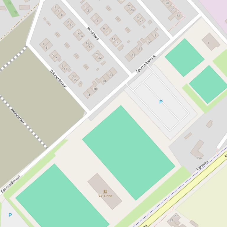 Kaart van de Sportveldstraat.