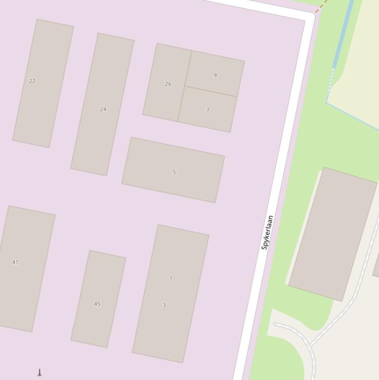 Kaart van de Spykerlaan.
