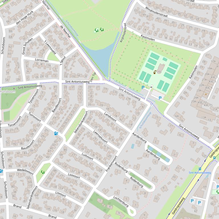 Kaart van de St. Antoniusweg.