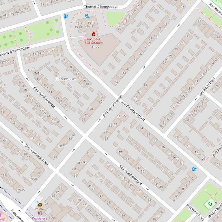 Kaart van de St Gerlachstraat.