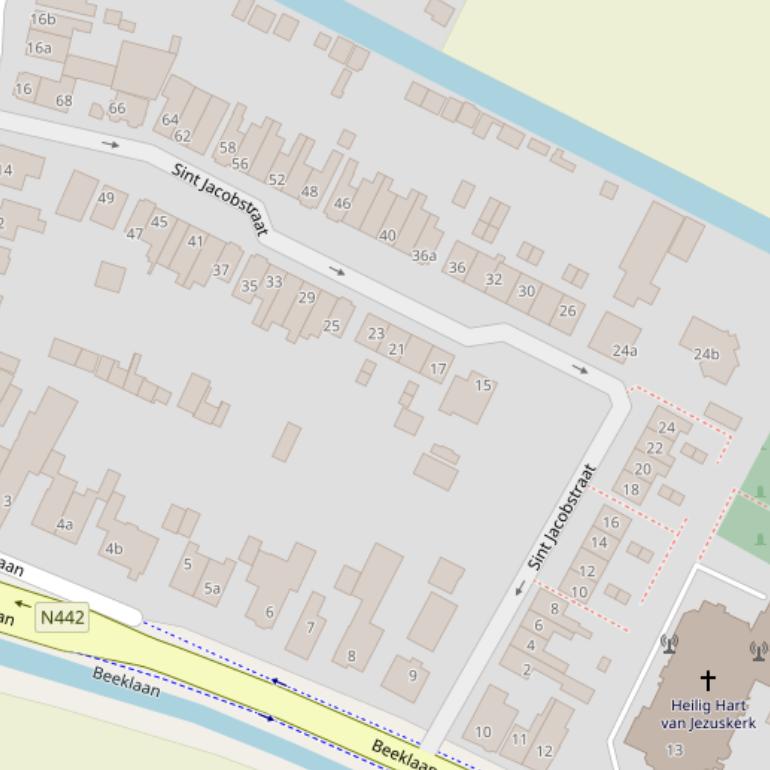 Kaart van de St Jacobstraat.