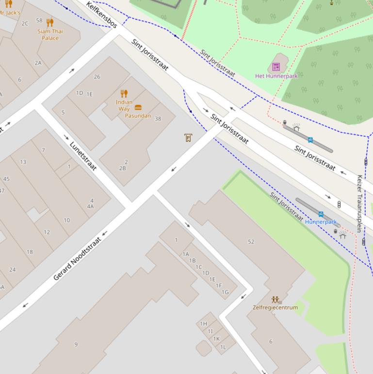 Kaart van de St. Jorisstraat.