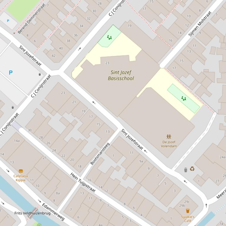 Kaart van de St Jozefstraat.