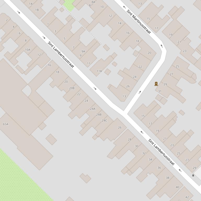 Kaart van de St Lambertusstraat.