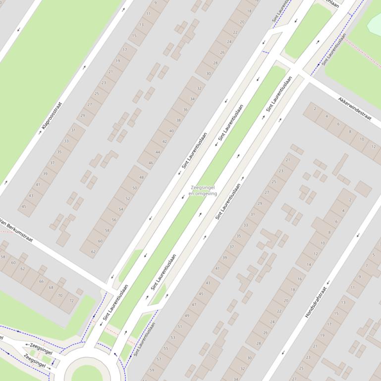 Kaart van de St. Laurentiuslaan.