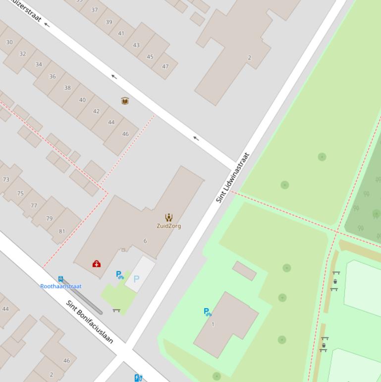 Kaart van de St Lidwinastraat.