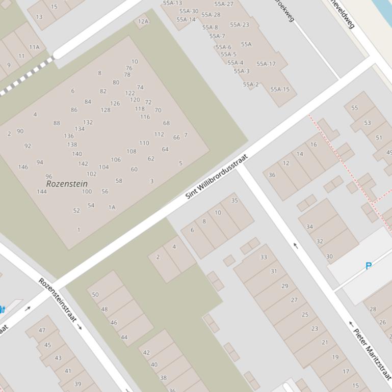 Kaart van de St. Willibrordusstraat.