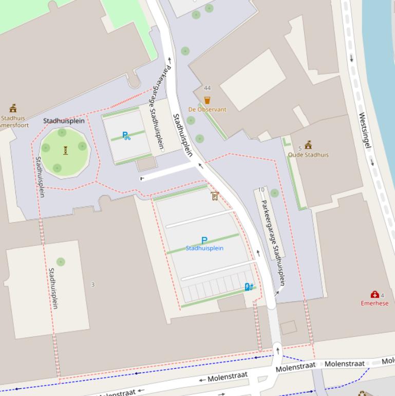 Kaart van het Stadhuisplein.