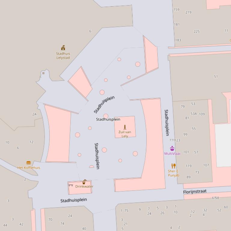 Kaart van het Stadhuisplein.