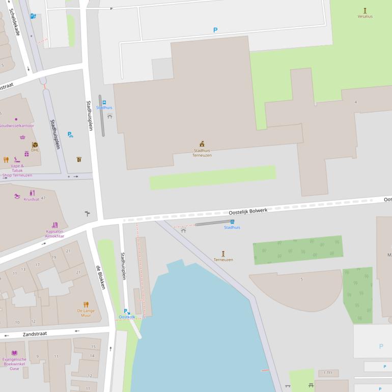 Kaart van het Stadhuisplein.