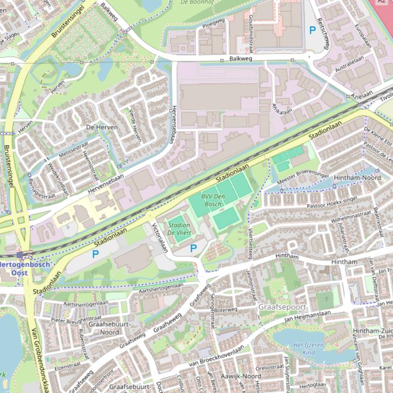 Kaart van de Stadionlaan.