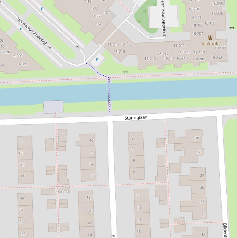 Kaart van de Staringlaan.