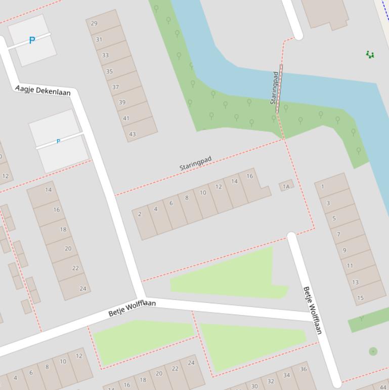 Kaart van het Staringpad.