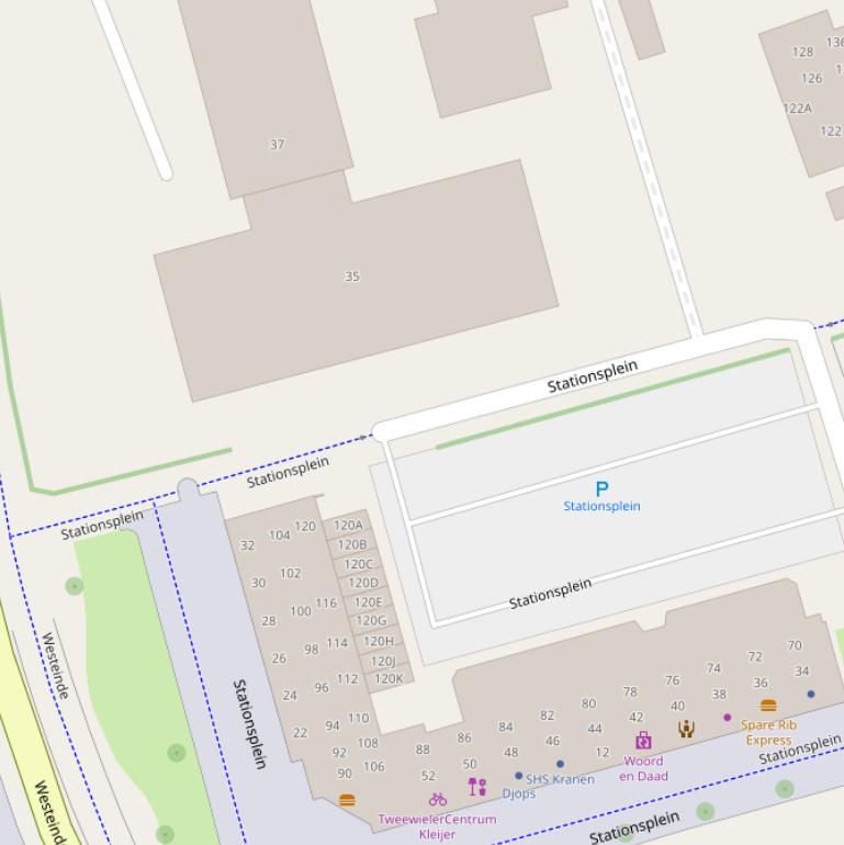 Kaart van het Stationspad.