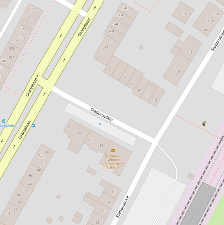 Kaart van het Stationsplein.