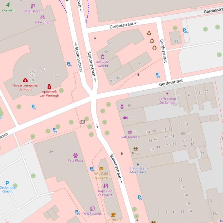 Kaart van de Stationsstraat.