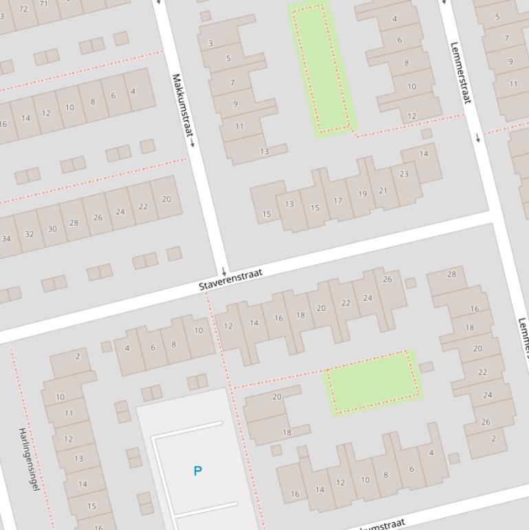 Kaart van de Staverenstraat.