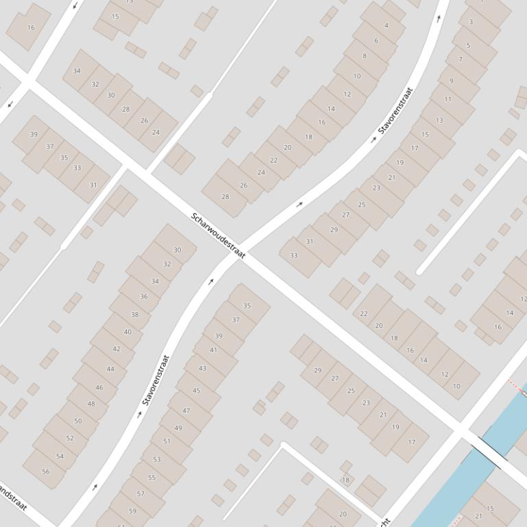 Kaart van de Stavorenstraat.