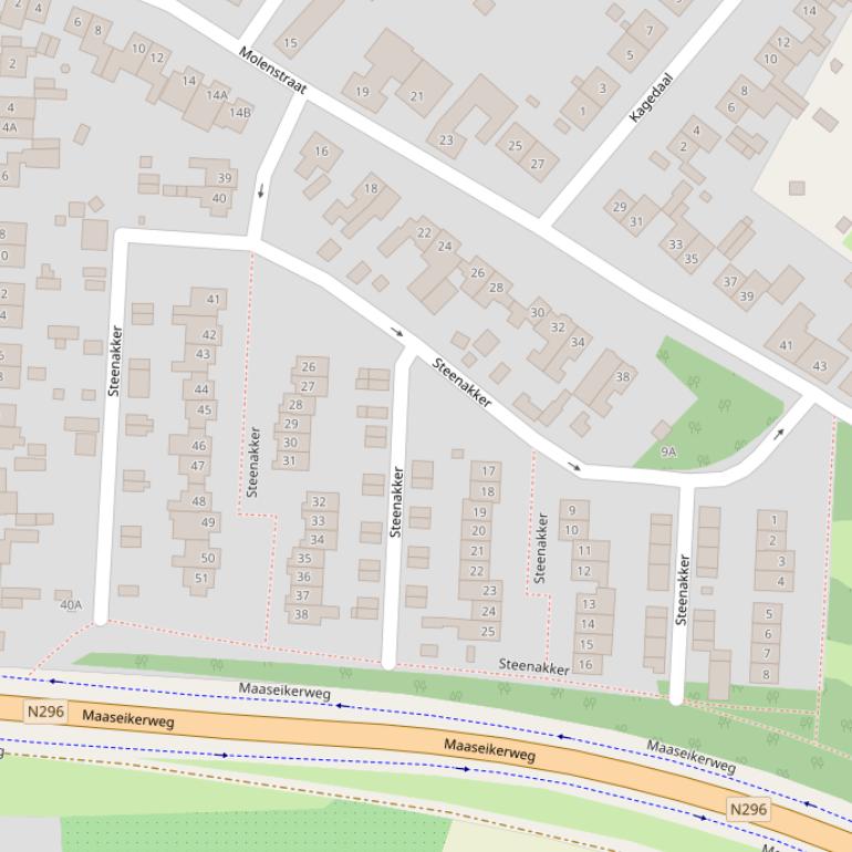 Kaart van  Steenakker.