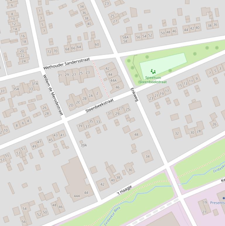 Kaart van de Steenbeekstraat.