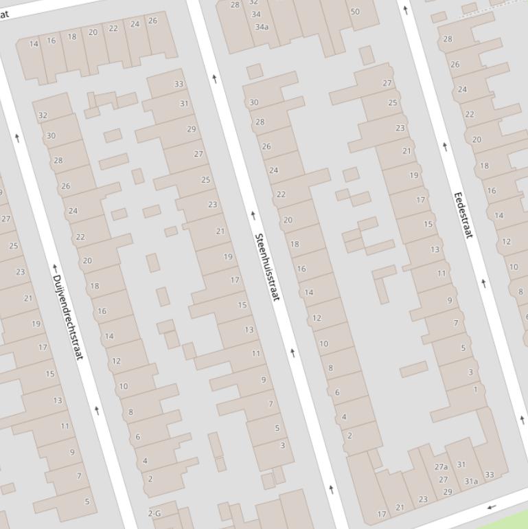 Kaart van de Steenhuisstraat.