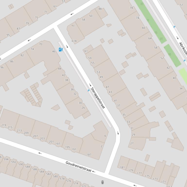 Kaart van de Sterappelstraat.