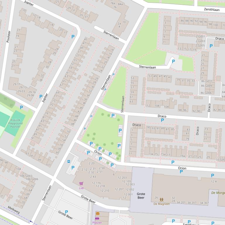 Kaart van de Sterrenlaan.