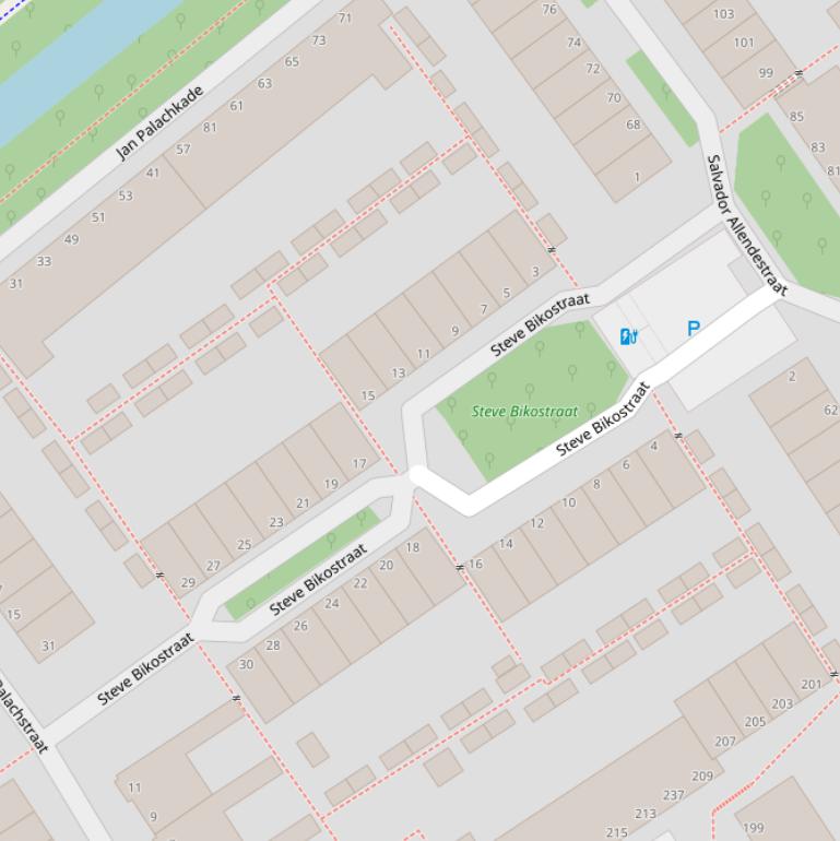 Kaart van de Steve Bikostraat.