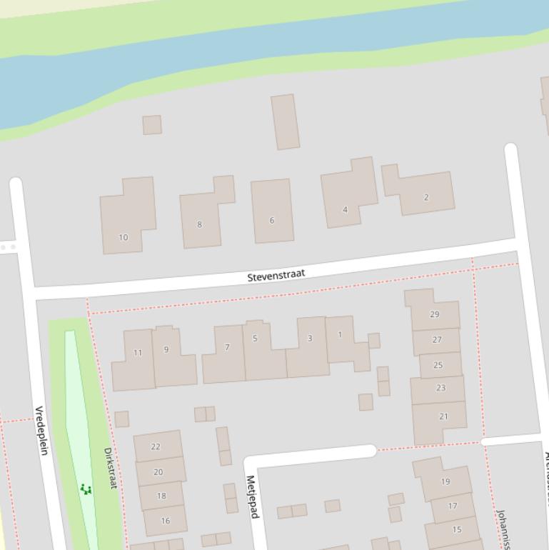 Kaart van de Stevenstraat.