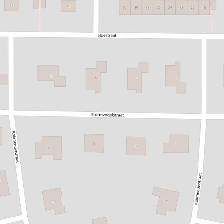Kaart van de Stormvogelstraat.