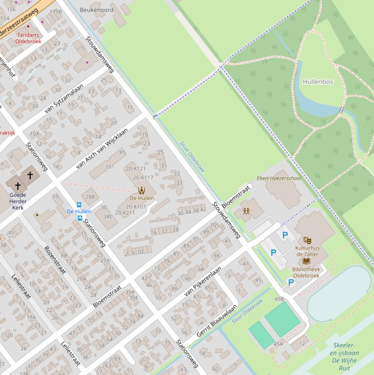 Kaart van de Stouwdamsweg.