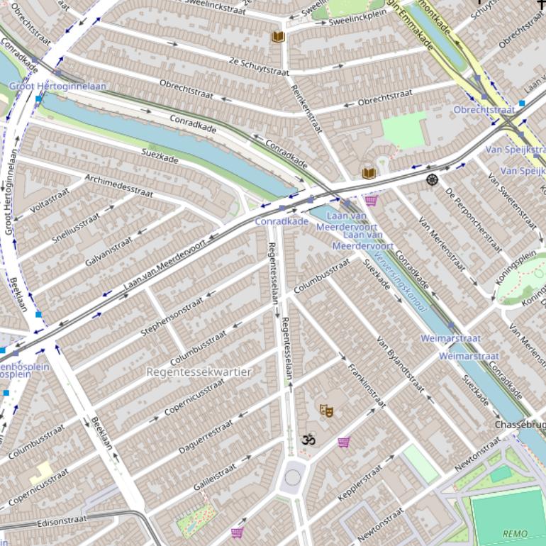 Kaart van de Suezkade.