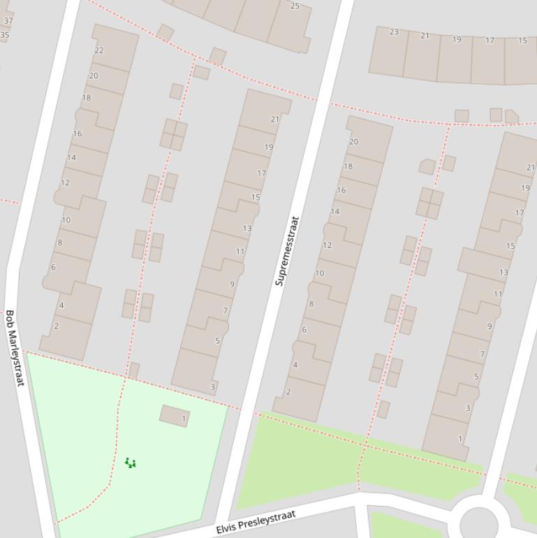 Kaart van de Supremesstraat.