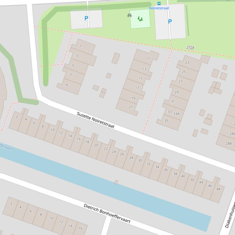 Kaart van de Suzette Noiretstraat.