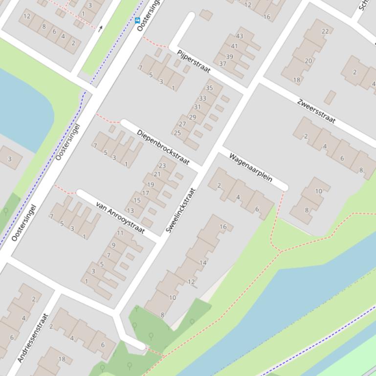 Kaart van de Sweelinckstraat.