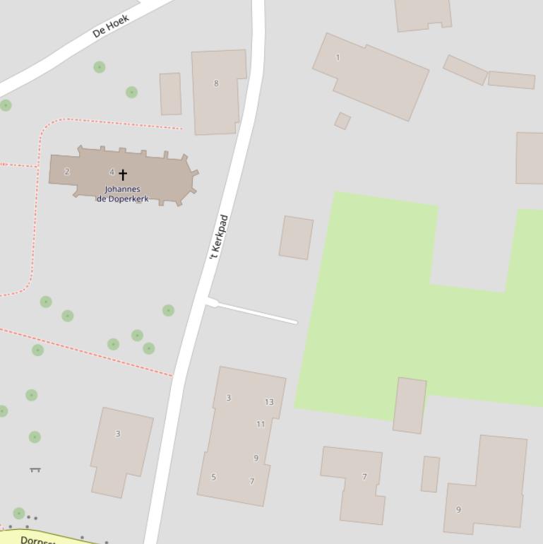 Kaart van het ’t Kerkpad.