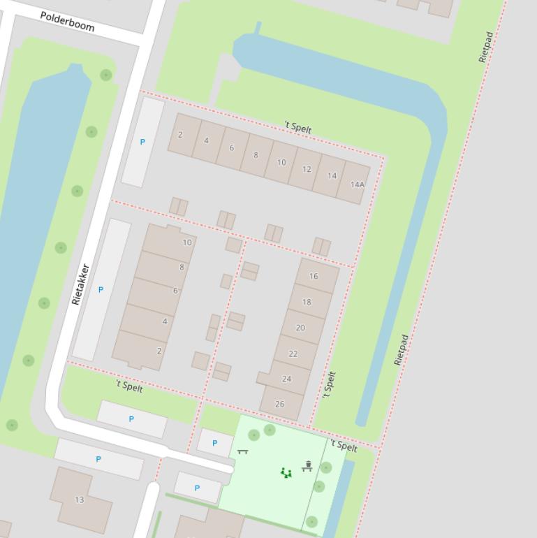 Kaart van  ’t Spelt.