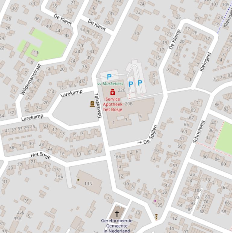 Kaart van de Tabaksweg.