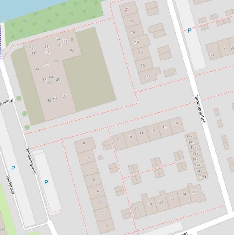 Kaart van de Tamboerijnhof.