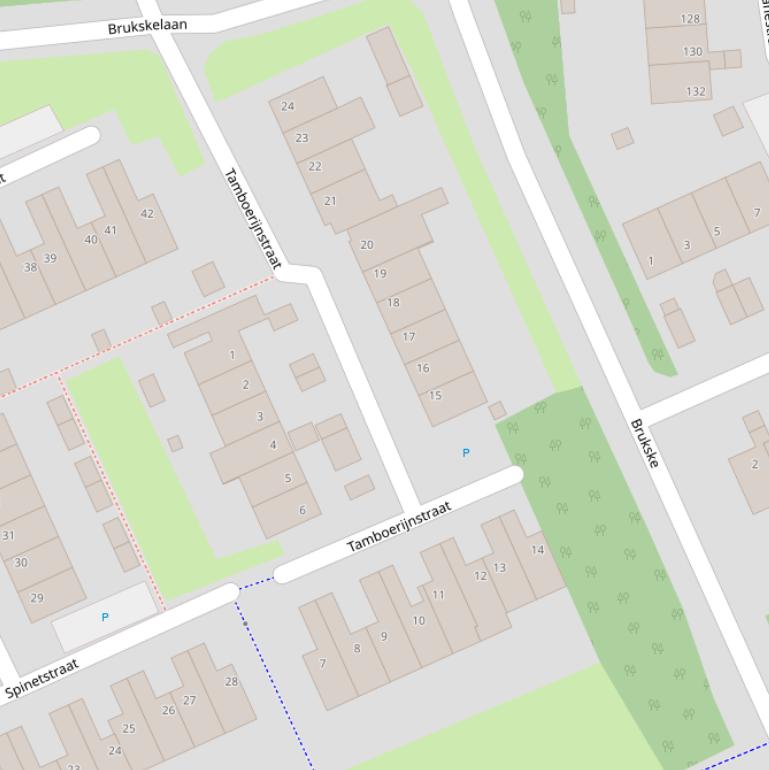 Kaart van de Tamboerijnstraat.