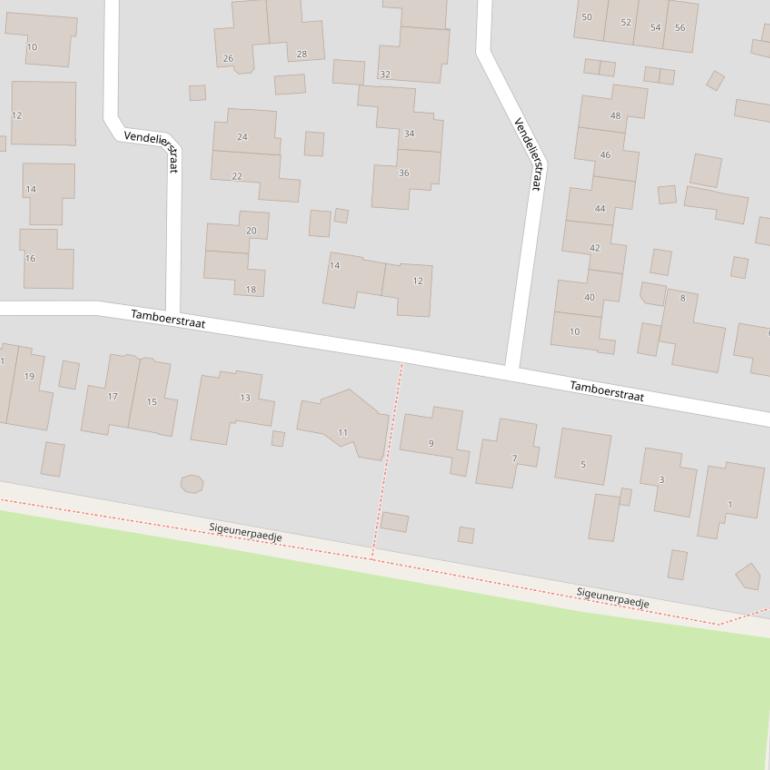 Kaart van de Tamboerstraat.