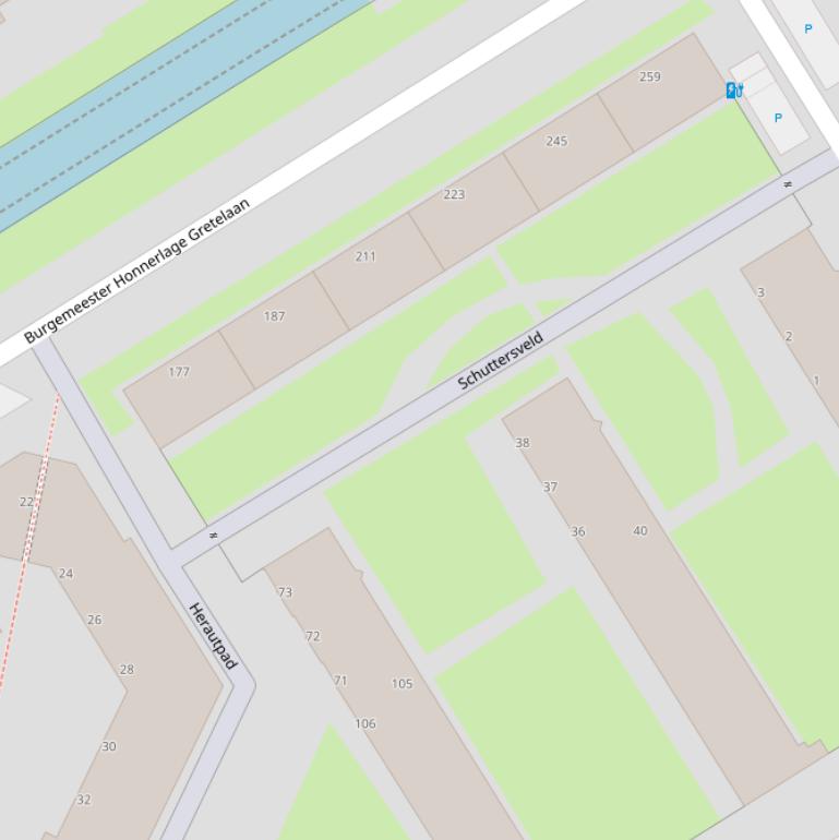 Kaart van de Tamboerstraat.