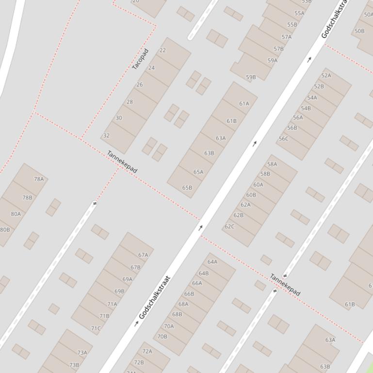 Kaart van de Tannekestraat.