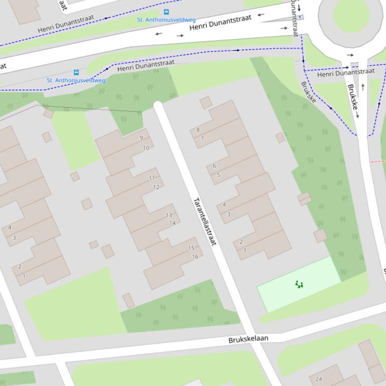 Kaart van de Tarantellastraat.